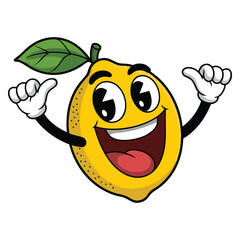Lemon smiley illustration isolated on white background vector design suitable for cheerful cartoon fruit healthy life summer theme or fresh product artwork