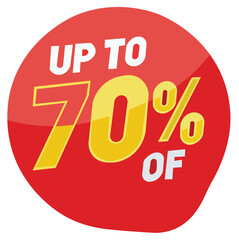 70% Off Discount Badge Vector with Red and Yellow Design – Ideal for Sales, Promotions, E-Commerce – High-Quality Single Vector for Designers