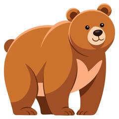 Vector illustration of wild forest animal brown grizzly bear sticker isolated on white background ideal for cartoon wildlife fauna and biodiversity themed visuals