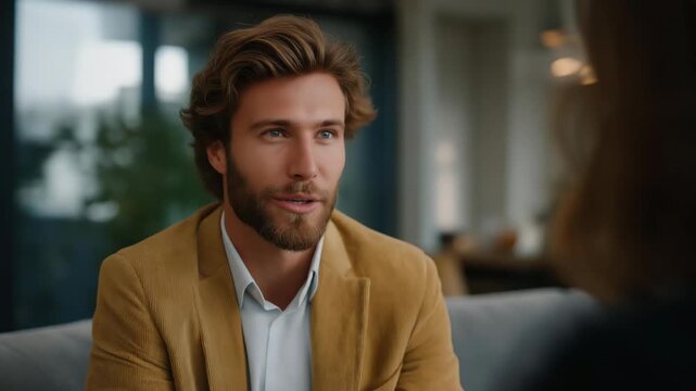 Friendly agent visiting client&rsquo;s home for insurance consultation, symbolizing trust, accessibility, personalized communication, and commitment to customer well-being. cinematic color correction,