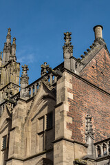 Fototapeta premium Architectural fragments of St. Martin's Cathedral or Dom Church (Domkerk, from 1254), dedicated to Saint Martin of Tours. Utrecht, the Netherlands. 