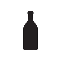 Bottle with glass silhouette icon vector flat illustration