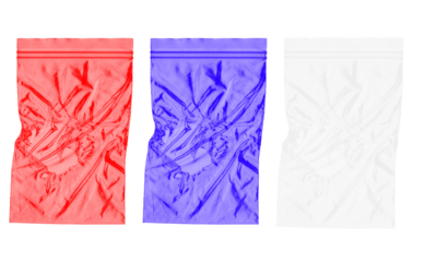 Red blue and white plastic zip lock bags set mock up realistic vector