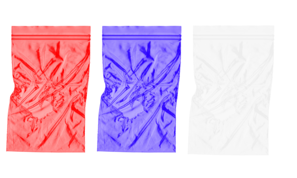 Red blue and white plastic zip lock bags set mock up realistic vector