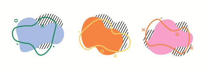 Abstract liquid shapes colorful geometric elements dynamic fluid shapes vector graphic