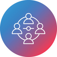 Connected People Line Gradient Circle Background Icon