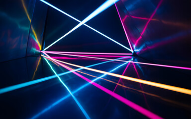 Abstract Neon Laser Light Tunnel graphic design