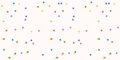 Polka dot confetti. Colorful polka dot pattern on a light beige background. Random dots texture. Abstract ornament multicolor falling confetti. Vector illustration. © Munnacreativehub