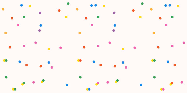 Polka dot confetti. Colorful polka dot pattern on a light beige background. Random dots texture. Abstract ornament multicolor falling confetti. Vector illustration.