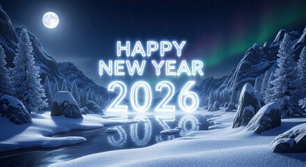 Happy New Year Twenty Twenty Six Winter Wonderland Celebration