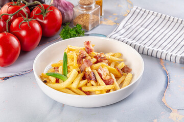 French fry potato with bacon