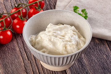 Italian delicous stracciatella young soft cheese