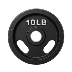 Ten Pound Weight Plate with Three Grip Holes on a Black Isolated Studio Environment