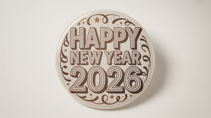 Happy New Year 2026 Round Badge Design celebration