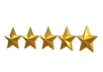Fototapeta premium Five golden stars isolated on white background