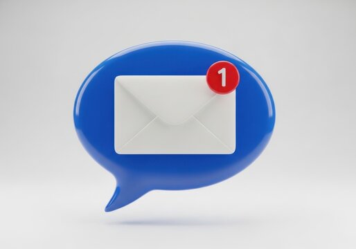 Email notification bubble on white background isolated on white background - Powered by Adobe