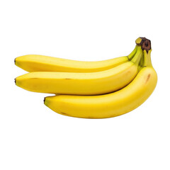 Bunch of ripe yellow bananas isolated on transparent background for food and health content