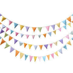 Fototapeta premium Bright and Colorful Bunting Flags Add a Cheerful Touch to Any Party or Celebration Setting