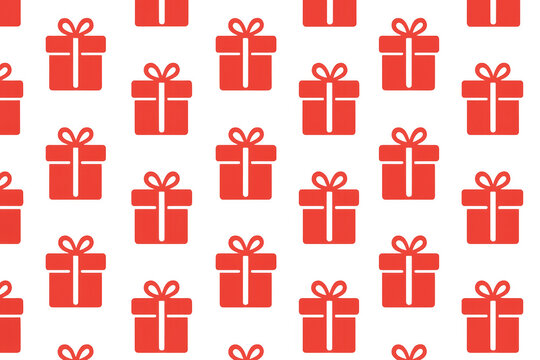 Red gift boxes with bows seamless pattern representing an endless loop of presents, a festive concept with transparent background