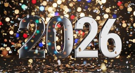 Sparkling New Year 2026 Celebration with Golden Confetti