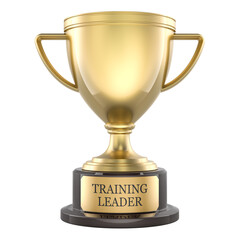 Training Leader, gold trophy cup. 3D rendering