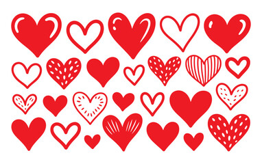 different types of hearts in red color