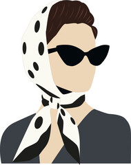 Faceless retro woman with scarf