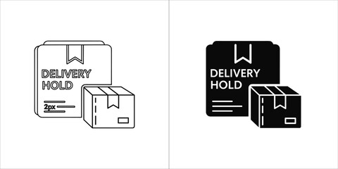Delivery hold icon, two boxes with delivery hold text