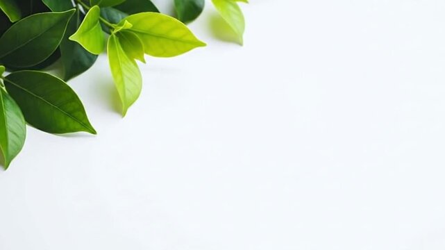 Greenery Whisper: A close-up showcases vibrant green leaves, each a testament to nature's artistry, against a clean, uncluttered backdrop.