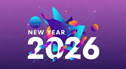 Happy New Year 2026 Festive Celebration Abstract Art