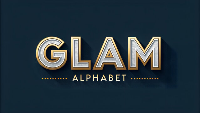 Modern glamour alphabet design with uppercase, numbers and symbols