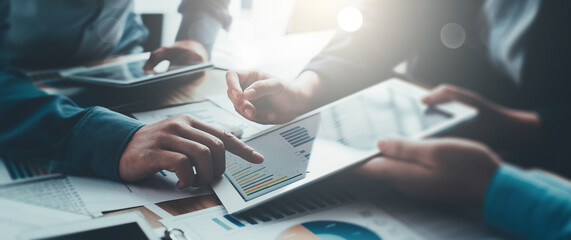 Business Consulting meeting working and brainstorming new business project finance investment concept.discussion, business, partnership, meeting, finance, strategy, consulting, plan, budget, teamwork,