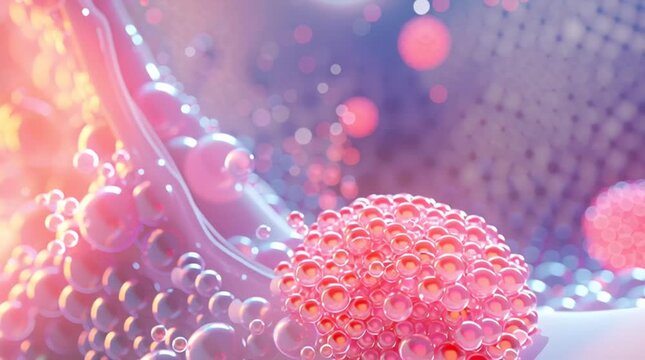 Stylized 3D Uterus with Fibroids &ndash; Glowing Spheres in Translucent Tissue, Educational Medical Visualization