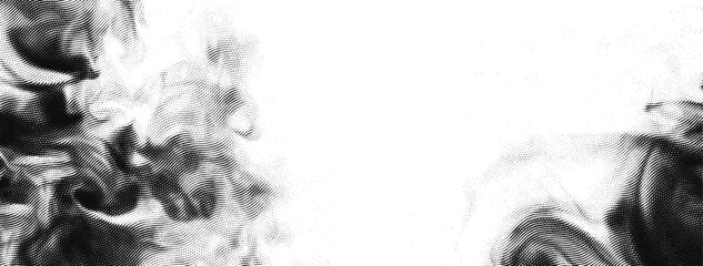 Fototapeta premium Vector engrave smoke waves flow texture background. Fluid smoky frame with central copy space.