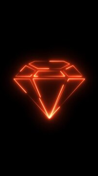 golden diamond icon animation on black background, faceted gemstone sign and symbol, jewelry stone. 4k