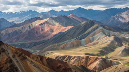 Colorful mountains in Ladakh, India. Ladakh is the highest plateau in the world.