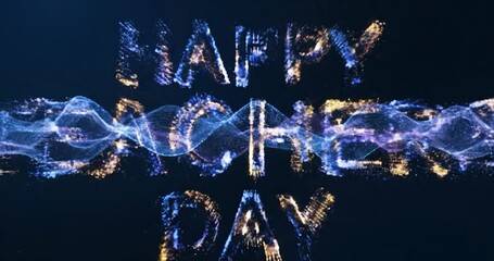 Undulating Waves of Light and Data Forming "Happy Teachers Day" Message