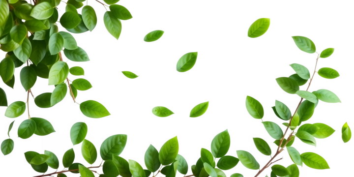 Lush Green Leaves And Branches With Scattered Leaves Transparent Background Isolate Nature Plant Tree Foliage