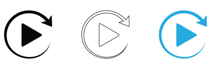Loop Playback in Style: Dynamic Icons for Continuous Media Streaming and Modern User Interfaces, Seamlessly Repeating Content, Available in Black and Blue
