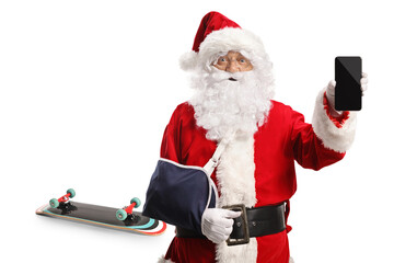 Santa Claus with injury from a skateboard fall