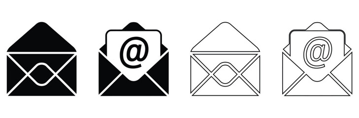 Stay Connected with Email Icon Designs for Modern Communication, Black and White Envelope Symbols for Digital Marketing and Newsletter Campaigns