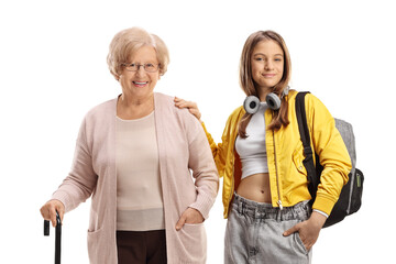 Granddaughter posing with grandmother