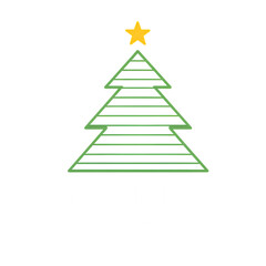 Fototapeta premium A clean and modern Merry Christmas tree illustration with a yellow star on top, featuring simple line art perfect for festive cards and holiday branding.