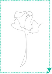 one line art flower rose in garden 
