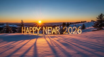 Happy New Year 2026 Festive Greeting Sunrise