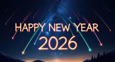 Happy New Year Twenty Twenty Six Fireworks Celebration