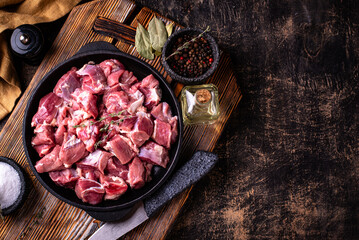 Raw chopped meat with spices