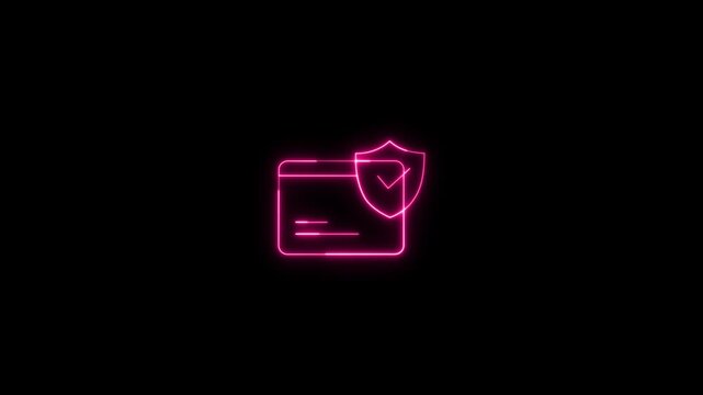 Glowing neon Credit card secure icon. payment protection and online security symbols. Online security, Payment protection, lock