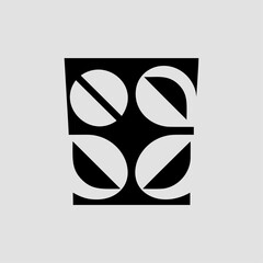 Geometric minimal pattern, abstract square ornament, monochrome retro motif design. Stylish black white shape, simple sign of decor, style. Modern geometric minimal pattern.