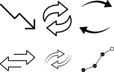 Currency Exchange Icon Set – Forex, Money Change, Global Finance: A diverse set of currency exchange icons, perfect for forex, international money transfer, and global finance applications. Vector